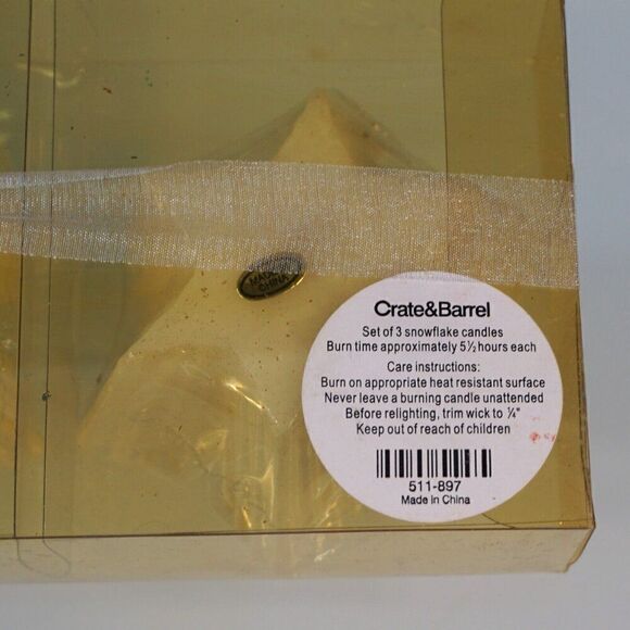 Vintage Crate and Barrel Candles Christmas Snowflake Box Of 3 - Picture 5 of 7